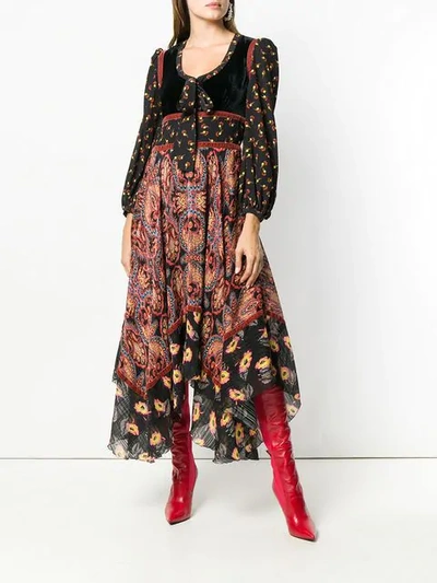 Shop Etro Long Paisley Dress In Black