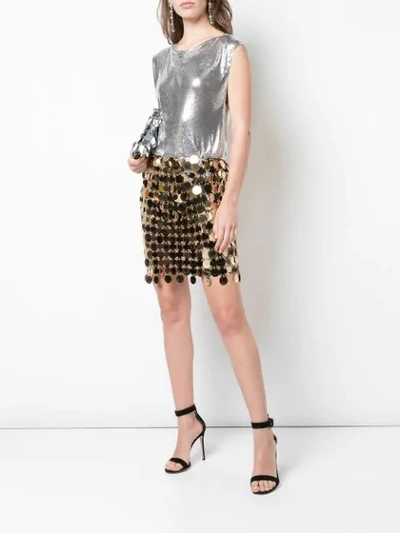 Shop Rabanne Sequin Mini Skirt In Gold