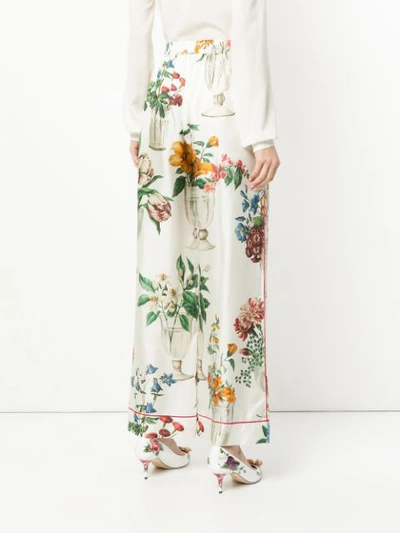 Shop Dolce & Gabbana Floral Palazzo Trousers - White