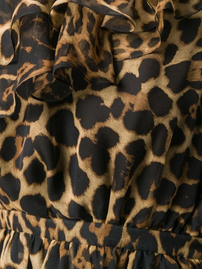 SAINT LAURENT ONE-SHOULDER LEOPARD PRINT DRESS - 棕色