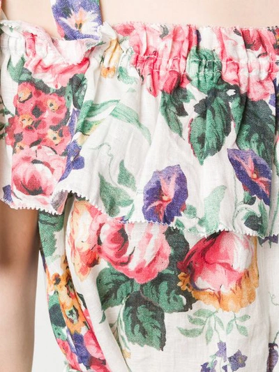 ZIMMERMANN FLORAL RUFFLE MINI DRESS - 绿色