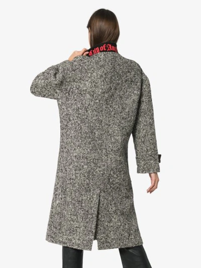 Shop Adaptation Double Breasted Tweed Wool Coat In Black