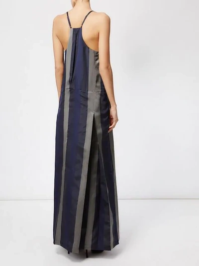 Shop Ilaria Nistri Striped Long Slip Dress In Black