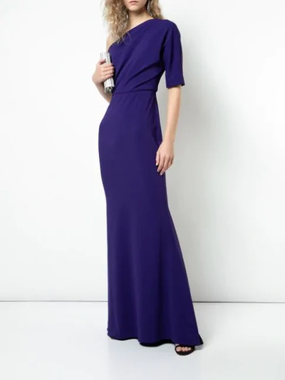 Shop Badgley Mischka One Shoulder Gown  In Purple