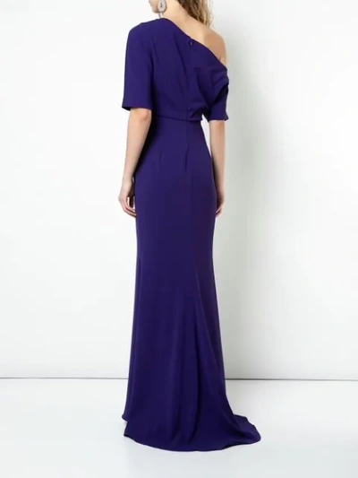 Shop Badgley Mischka One Shoulder Gown  In Purple