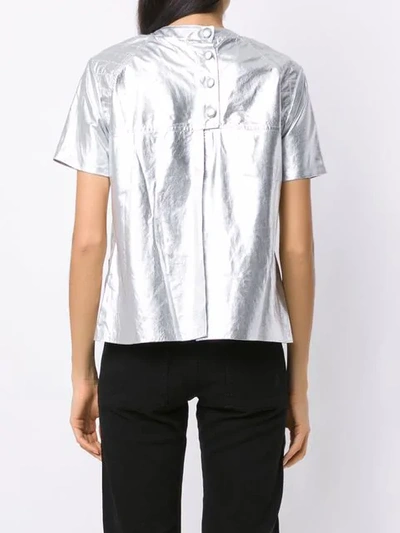 Shop Andrea Bogosian Leather T-shirt In Silver