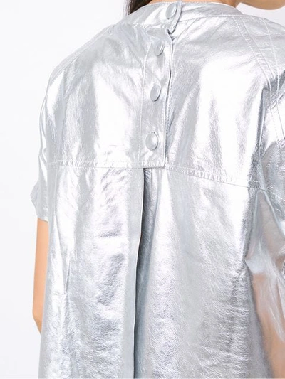 Shop Andrea Bogosian Leather T-shirt In Silver