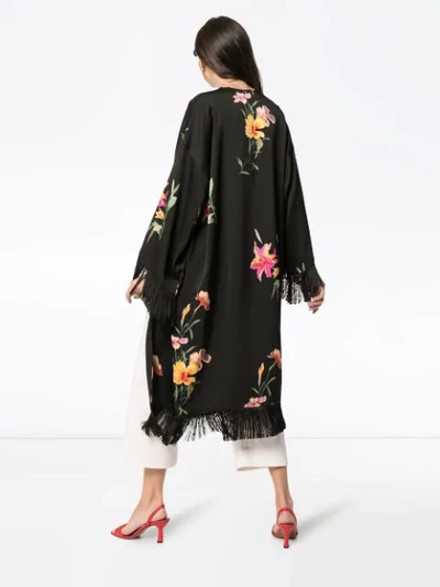 ETRO FLORAL-PRINT FRINGED KAFTAN - 黑色