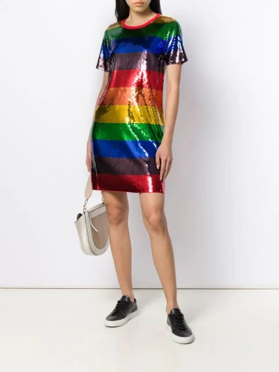 Shop Michael Michael Kors Rainbow Sequin Dress In Blue