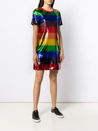 Shop Michael Michael Kors Rainbow Sequin Dress In Blue