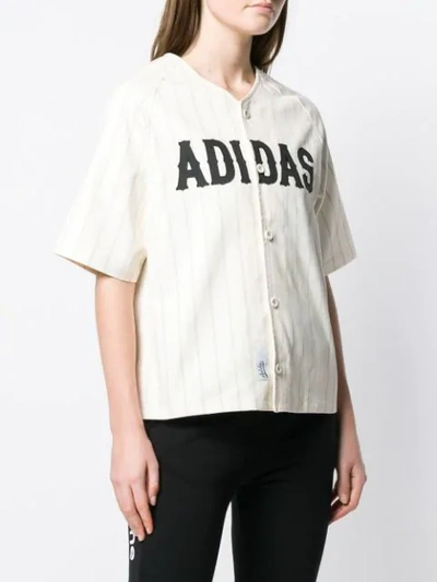 Shop Adidas Originals Adidas Logo Print Baseball Shirt - White