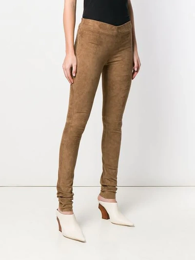 Shop Joseph Leather Leggings In Brown