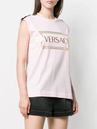 Shop Versace 90s Vintage Logo Print Tank Top In Pink