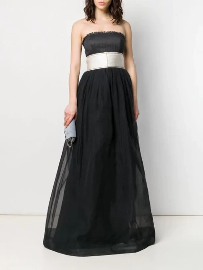 Shop Brunello Cucinelli Belted Strapless Gown In Black