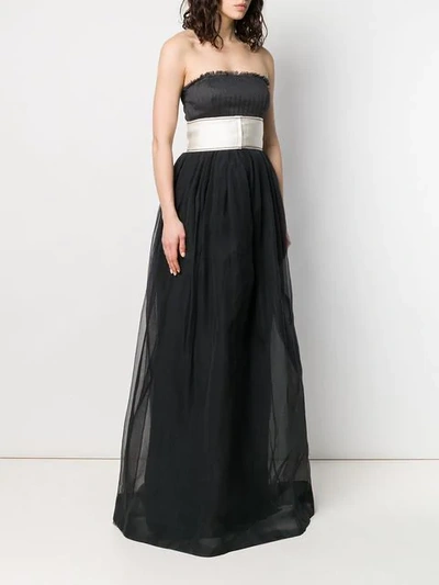 Shop Brunello Cucinelli Belted Strapless Gown In Black