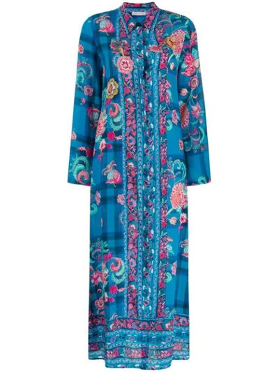 Shop Anjuna Fold Print Shirt Dress - Blue