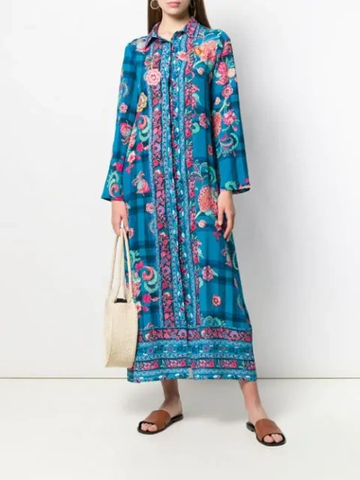 Shop Anjuna Fold Print Shirt Dress - Blue