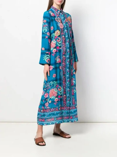 Shop Anjuna Fold Print Shirt Dress - Blue