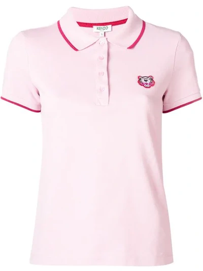 Shop Kenzo 'tigre' Patch Polo Top In Pink