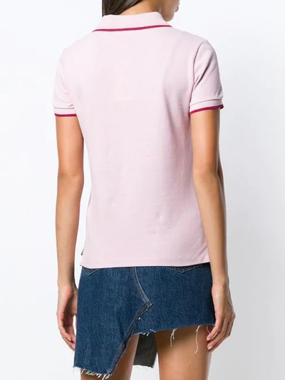 Shop Kenzo 'tigre' Patch Polo Top In Pink