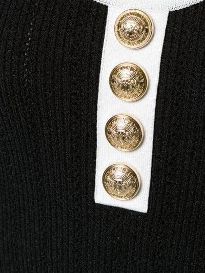Shop Balmain Front Button Knit Bodysuit In Black