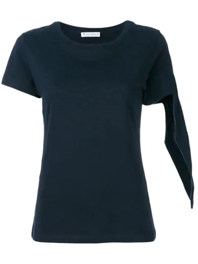 Shop Jw Anderson Knot Sleeve T-shirt In 888 Navy