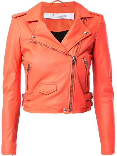 Shop Iro Cropped Biker Jacket In Orange