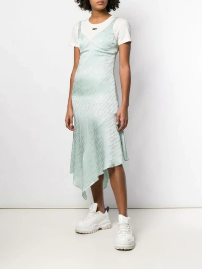 Shop Off-white Asymmetric Dress In Green