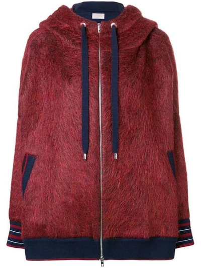 Shop Mrz Textured Woven Hoodie In Red