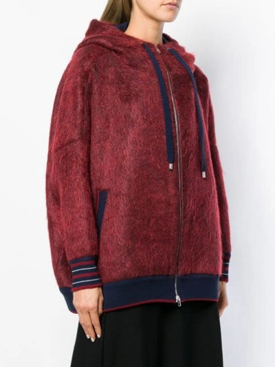 Shop Mrz Textured Woven Hoodie In Red