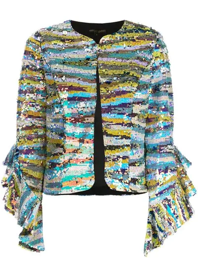 Shop Alberto Makali Ruffle Embellished Jacket In Multicolour