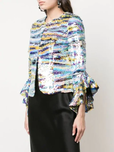 Shop Alberto Makali Ruffle Embellished Jacket In Multicolour