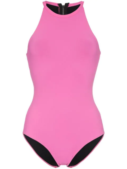 high neck zip swimsuit