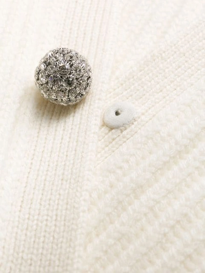 Shop Miu Miu Cashmere Crystal Button Cardigan - White