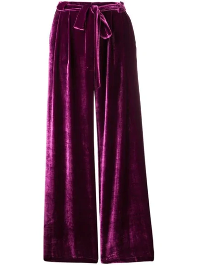 Shop Roberto Collina Belted Wide Leg Trousers - Purple