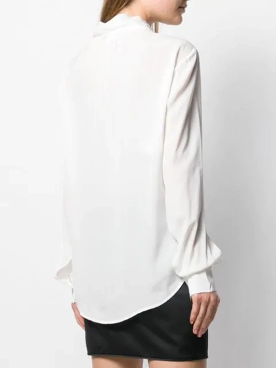 Shop Moschino Stand Collar Blouse In White