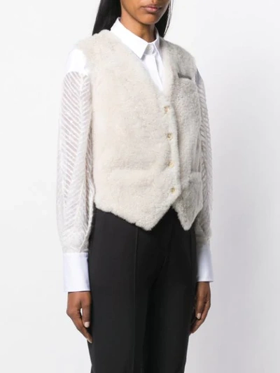 Shop Brunello Cucinelli Textured Tailored Waistcoat In White