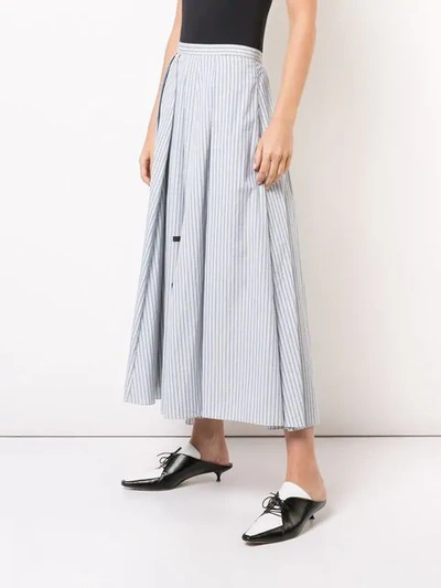 Shop Rosie Assoulin Striped Flared Midi Skirt In Blue