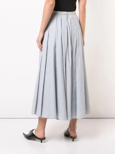 Shop Rosie Assoulin Striped Flared Midi Skirt In Blue