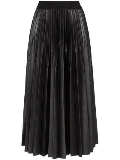 Shop Givenchy Pleated Midi Skirt In Black