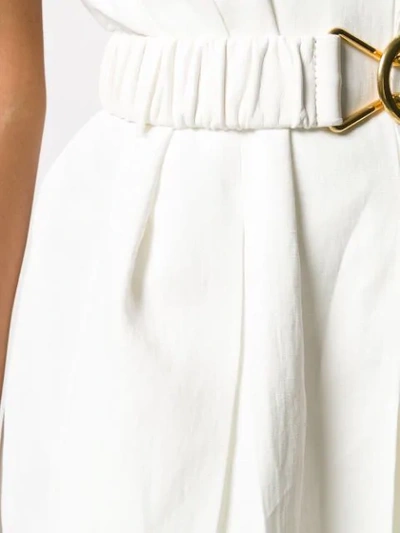 Shop Bottega Veneta Belted Midi Pleated Dress In White