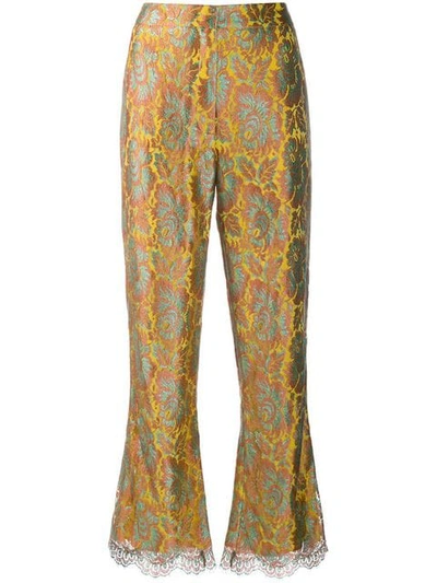 Shop Etro Cropped Flare Trousers - Yellow