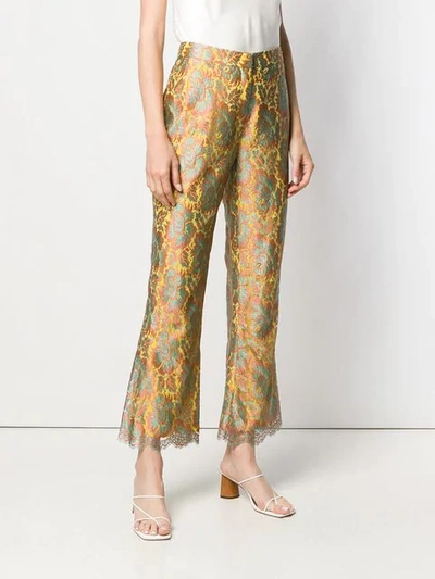 Shop Etro Cropped Flare Trousers - Yellow