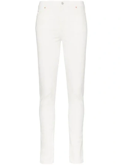 Shop Gucci High Waist Logo Patch Skinny Jeans In White