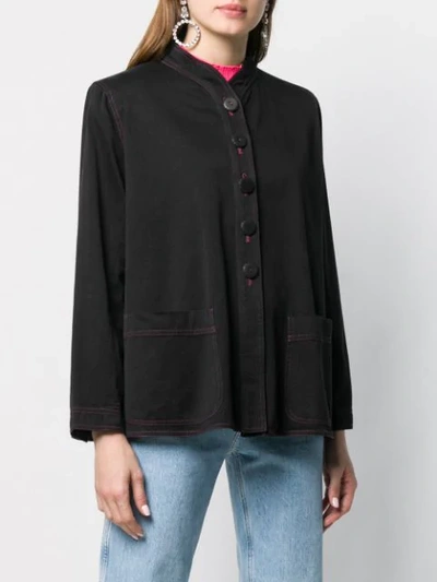 Pre-owned Saint Laurent 1980's Shift Buttoned Jacket In Black