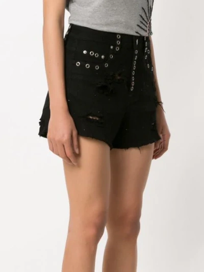 Shop Andrea Bogosian Embellished Denim Shorts In Black