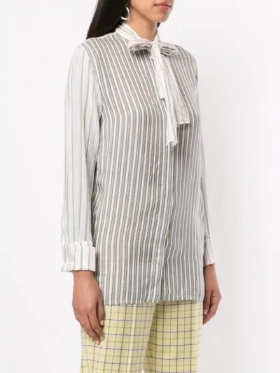 Shop Jw Anderson Striped Bow Tie Shirt In White