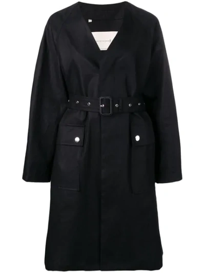 Shop Mackintosh Black Storm System Linen V-neck Coat Lm-096b