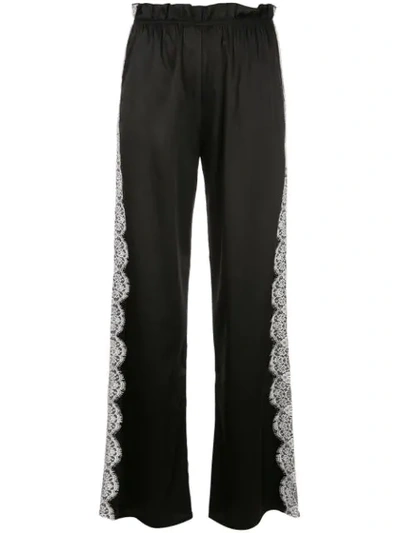 Shop Icons Camelia Lace Stripe Trousers In Black