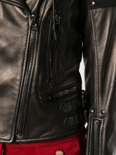 Shop Tom Ford Zipped Biker Jacket In Black